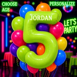 Neon Glow Green PERSONALIZED Balloon Bouquet
